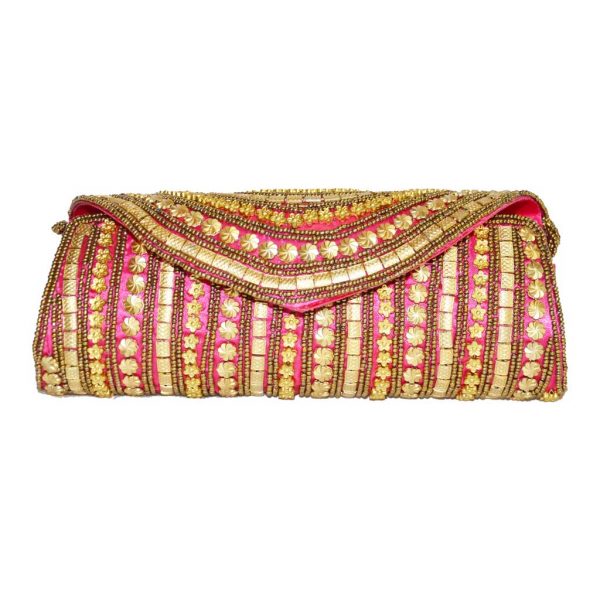 Ethnic & Fashionable Handmade Clutch (Pink)