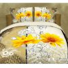 Designer Cotton Floral Bed Sheet(White and Yellow)