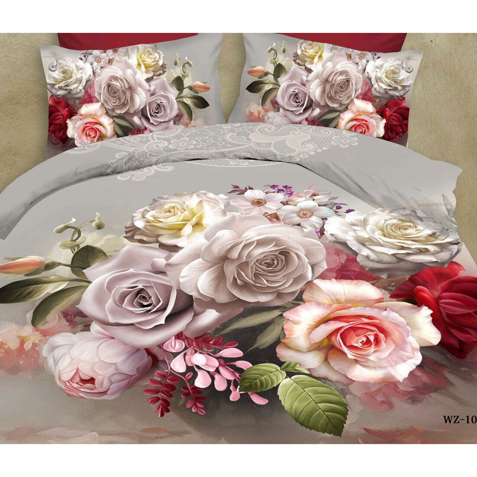 Designer Cotton Floral Bed Sheet(Grey)