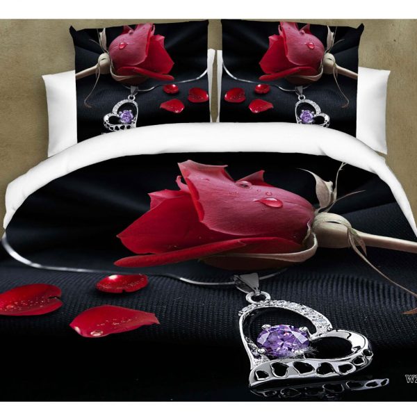 Designer Cotton Floral Bed Sheet(Black and Red)