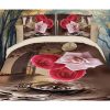 Designer Cotton Floral Bed Sheet(Cream and Red)