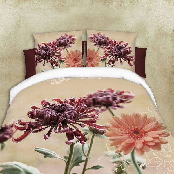 Designer Cotton Floral Bed Sheet(Cream)