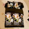 Designer Cotton Floral Double Bed Sheet(White and Black)