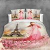 Designer Cotton Floral Double Bed Sheet(White and Rose)