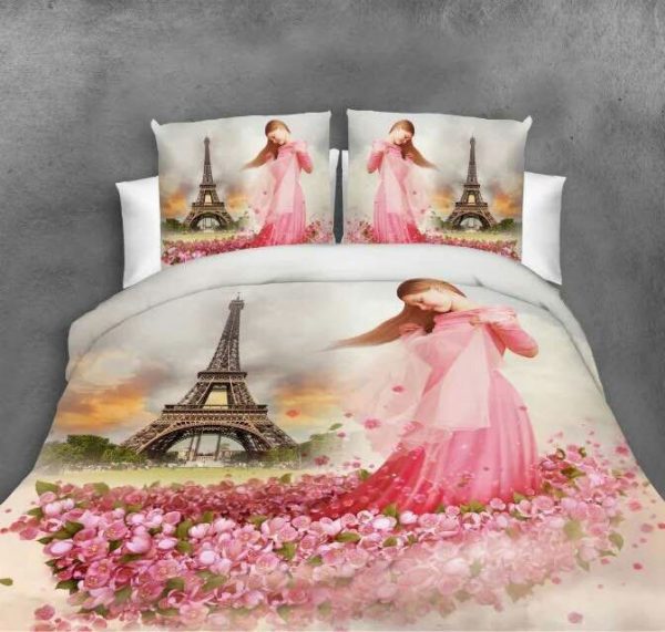 Designer Cotton Floral Double Bed Sheet(White and Rose)