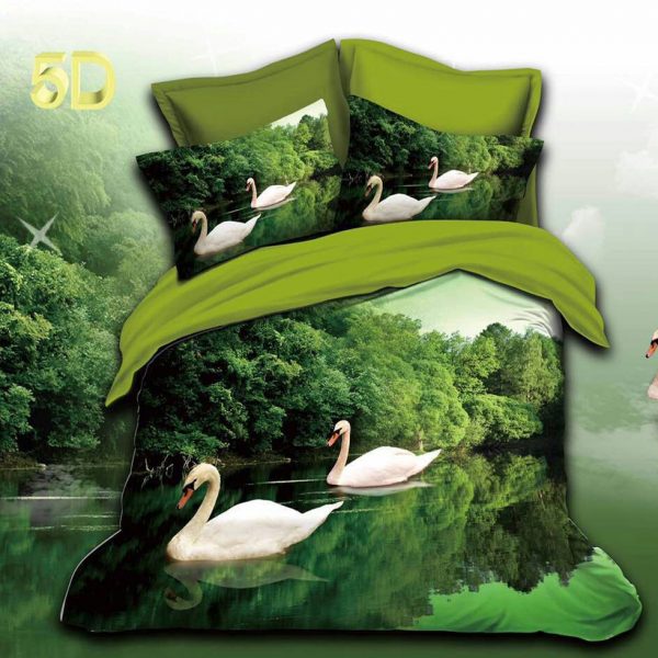 5D Designer Cotton Bed Sheets (Dark Green)