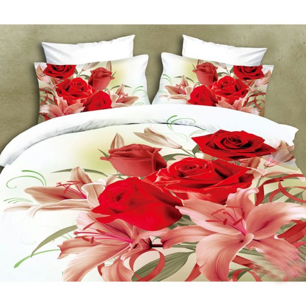 Designer Cotton Floral Bed Sheet(White)