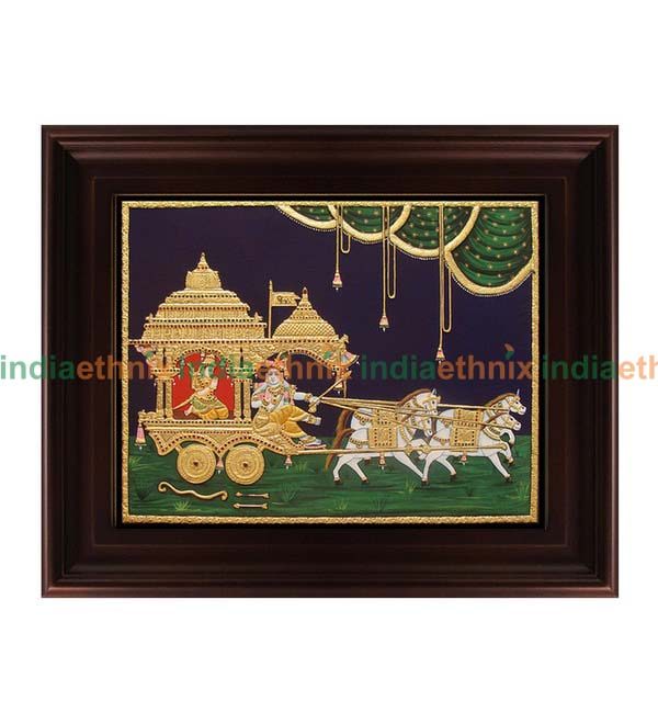 Tanjore Painting Chariot Krishna with Arjuna