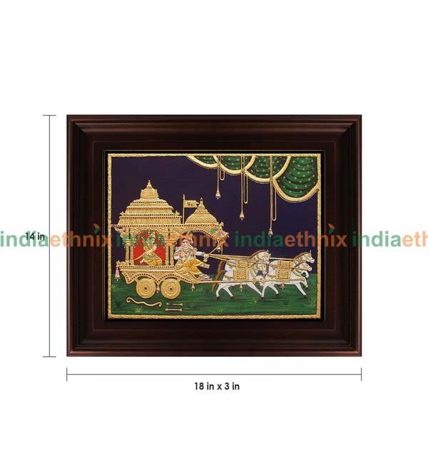 Tanjore Painting Chariot Krishna with Arjuna