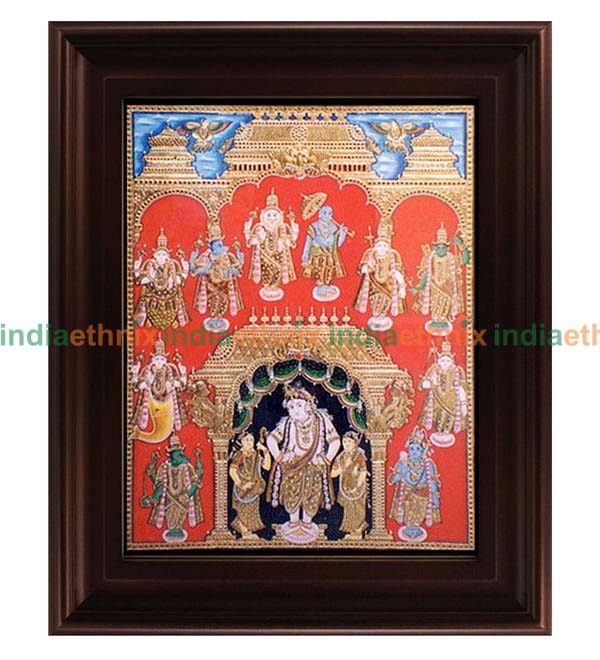 Tanjore Painting Dasavatharam Red