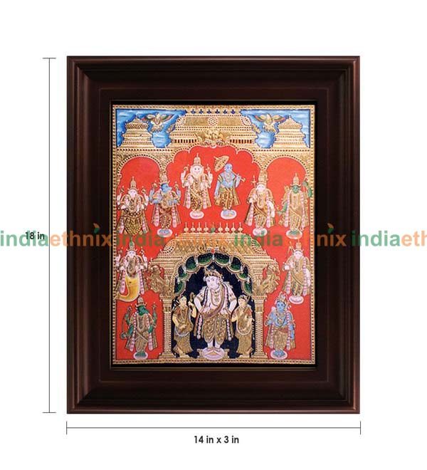 Tanjore Painting Dasavatharam Red