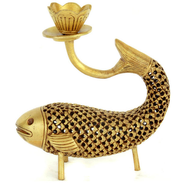 Fish Candle Brass Stand