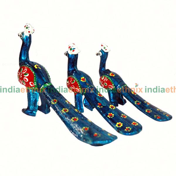 Meenakari Royal blue Peacock 3pcs Set