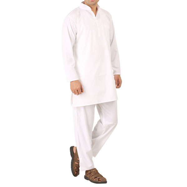 Kanchipuram  Cotton  Kurtha Pyjama Set White