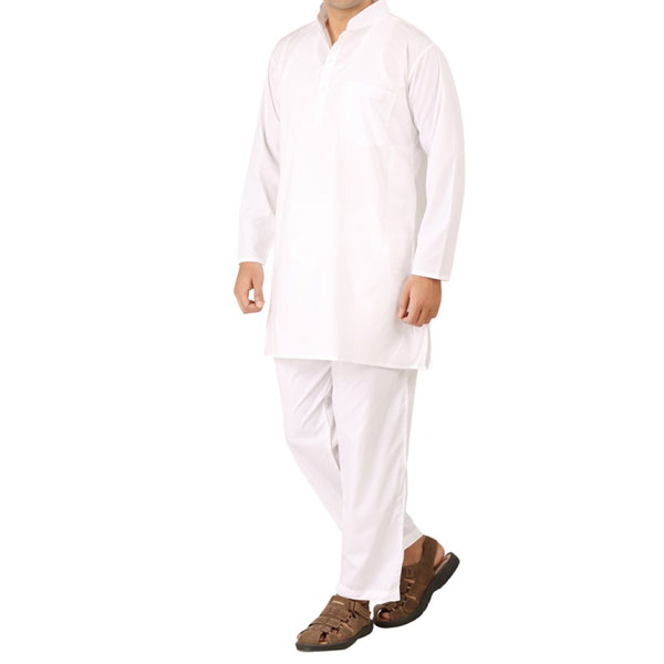 Kanchipuram  Cotton  Kurtha Pyjama Set White