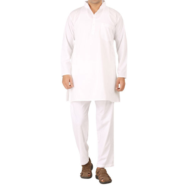 Kanchipuram  Cotton  Kurtha Pyjama Set White