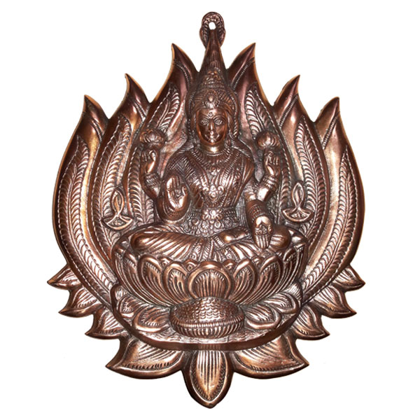 Oxidized Metal Laxmi Devi in Lotus Flower