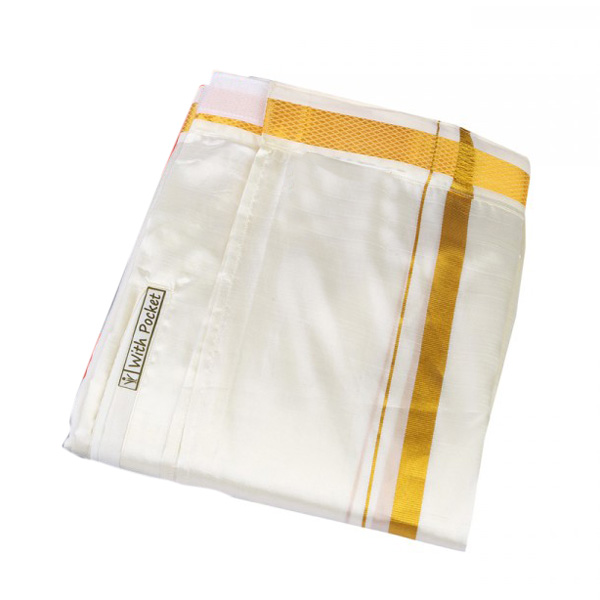 Kanchipuram Velcro Pure Silk Dhoti White