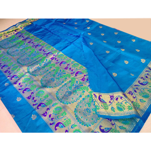 Navy Blue Weaving Silk Paithani Saree – Leemboodi