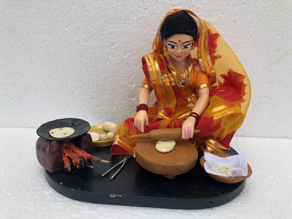 Doll Of Woman Making Rotis on A Chula