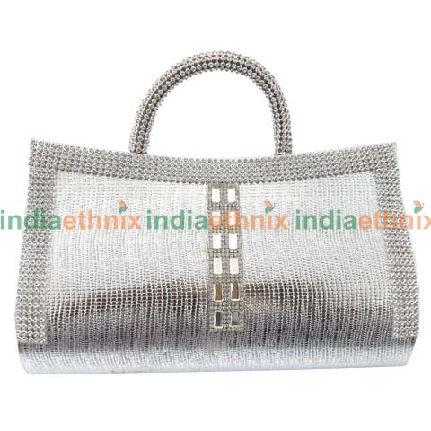 Designer Silver-Toned Women Clutch