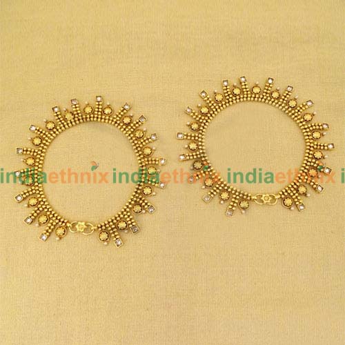 Broad Style Round Moti Antique Payal