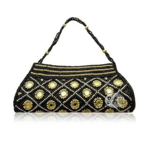 Ethnic & Fashionable Handmade Beaded Design Clutch (black)