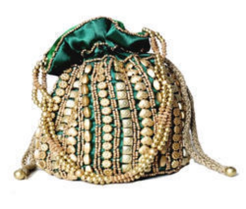 Ethnic & Fashionable Handmade Beaded Potli Bag (green)