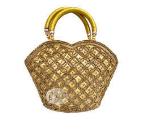 Ethnic & Fashionable Handmade Fancy Hand Bag (gold)