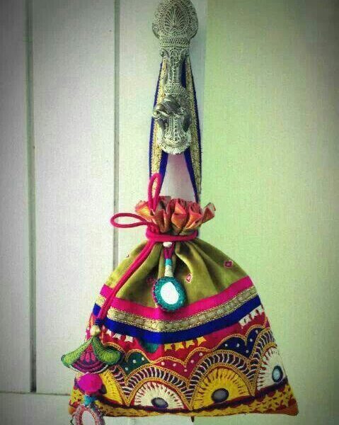 Green Embroidery Potli Bag