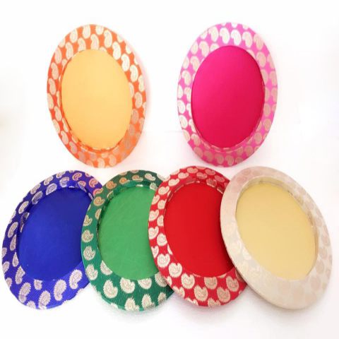 Round Wedding Trays With Banaras Silk