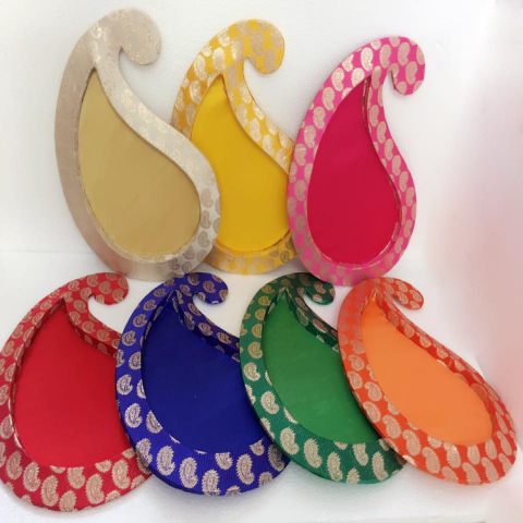 Mango Shaped Wedding Trays With Banaras Silk