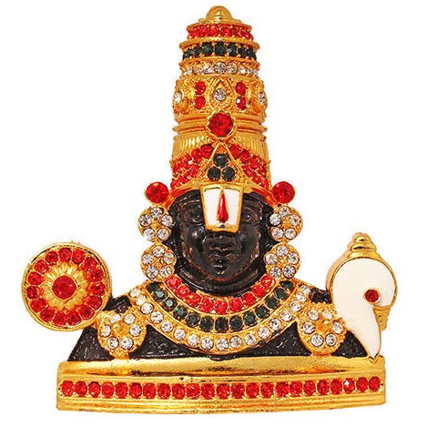 Gold Plated Lord Venkateshwara Car Dashboard Statue